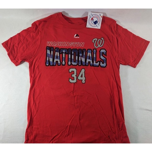 Majestic Youth Large 14 Washington Nationals Nats MLB T‑Shirt Tee Shirt NEW - Picture 2 of 4